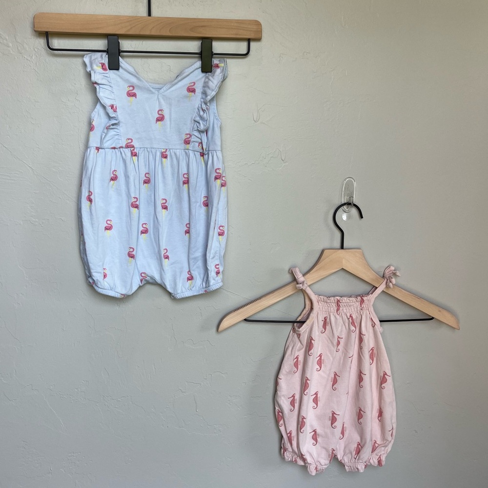 Baby Gap 0-3 Month Girl Summer Bubble Romper Bundle
